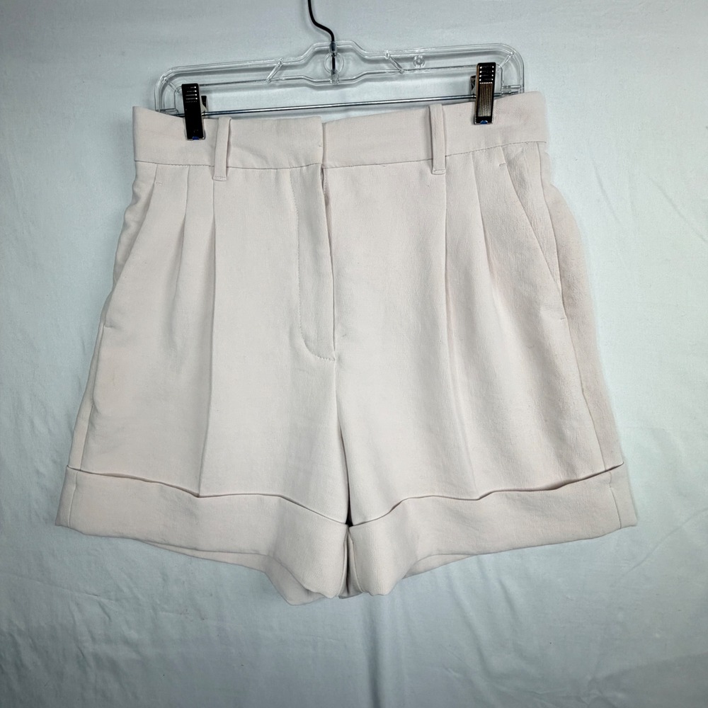 Wilfred Pleated Cuffed Shorts Size 10 Blush Pink High Waisted Crepe 1645